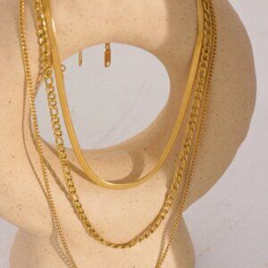 Layered chain necklace set, Clean girl aesthetic jewelry, layered necklace